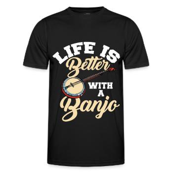 Concert d'un musicien de banjo - T-shirt sport Homme - noir - Devant - AI Model Male 178 dark (178cm)