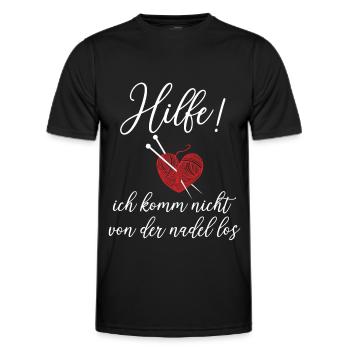 Häkeln Spruch Nadel Garn Stricknadel - Männer Funktions-T-Shirt - Schwarz - Vorne - AI Model Male 178 dark (178cm)