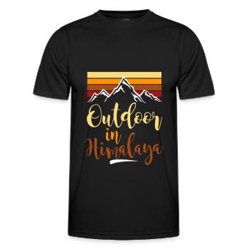 Montagnes de l’Himalaya Randonnée Tibet Népal - T-shirt sport Homme - noir - Devant - AI Model Male 178 dark (178cm)