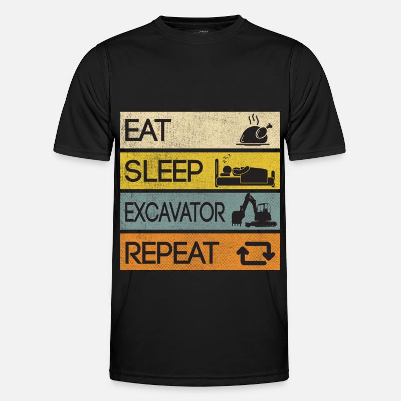 Bagger Baustelle Baggern Repeat - Männer Funktions-T-Shirt - Schwarz