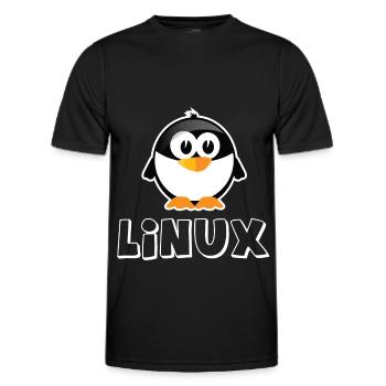 Linux Geek Penguin Livsstil IT Geek - Funktionsshirt til herrer - sort - Foran - AI Model Male 178 dark (178cm)
