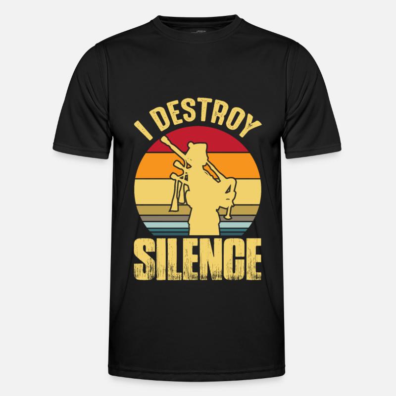 Dudelsack Destroy Silence Sackpfeife Retro - Männer Funktions-T-Shirt - Schwarz
