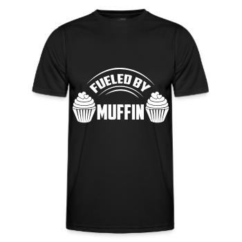 Filled with muffins and cream tarts - Men's Functional T-Shirt - black - Front - AI Model Male 178 dark (178cm)