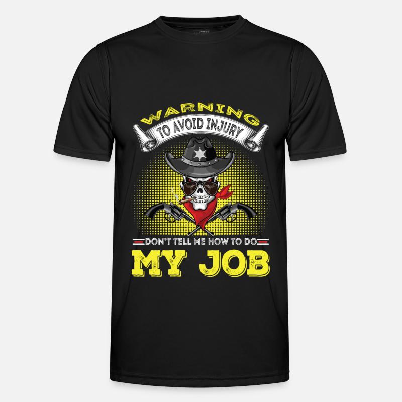 Warning Sheriff at work - Men's Functional T-Shirt - black
