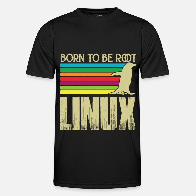 Linux Born to be root Admin Linux - Männer Funktions-T-Shirt - Schwarz