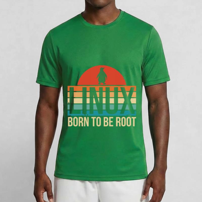 Linux Born To Be Root Pinguin Nerd Coding Geek Männer Funktions-T-Shirt