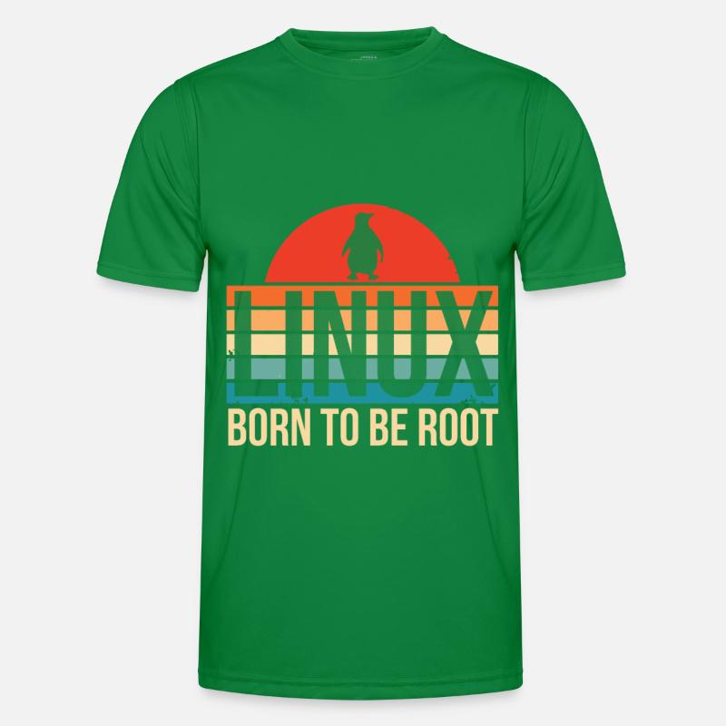 Linux Born To Be Root Penguin Nerd Coding Geek Men's Functional T-Shirt