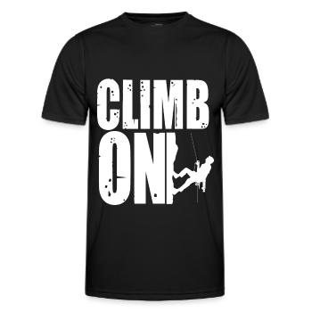 Bouldering Climb On Mountain Climbing Mountaineers - Men's Functional T-Shirt - black - Front - AI Model Male 178 dark (178cm)