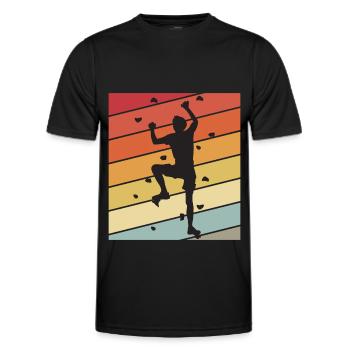 Climbing Wall Retro Bouldering Climbing Mountains - Men's Functional T-Shirt - black - Front - AI Model Male 178 dark (178cm)