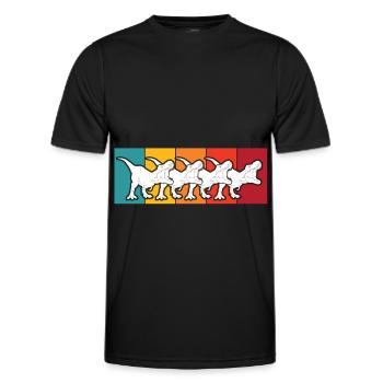 T-Rex Retro Dinos Kreidezeit Dinosaurier - Männer Funktions-T-Shirt - Schwarz - Vorne - AI Model Male 178 dark (178cm)
