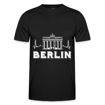 Berlin Herzschlag Brandenburger Tor Deutschland - Männer Funktions-T-Shirt - Schwarz - Vorne - AI Model Male 178 dark (178cm)
