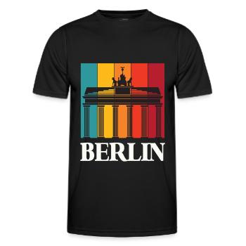 Berlin Retro Brandenburger Tor Deutschland - Männer Funktions-T-Shirt - Schwarz - Vorne - AI Model Male 178 dark (178cm)