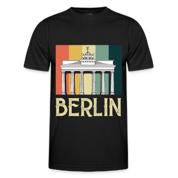 Berlin Vintage Brandenburger Tor Deutschland - Männer Funktions-T-Shirt - Schwarz - Vorne - AI Model Male 178 dark (178cm)