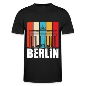 Berlin Retro Vintage Brandenburger Tor Deutsch - Männer Funktions-T-Shirt - Schwarz - Vorne - AI Model Male 178 dark (178cm)