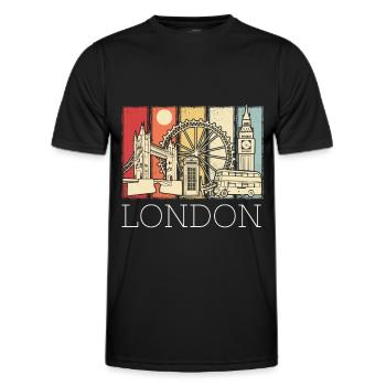 London Skyline Telefonzelle Big Ben Doppeldecker - Männer Funktions-T-Shirt - Schwarz - Vorne - AI Model Male 178 dark (178cm)