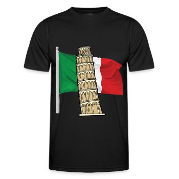 Drapeau de l’Italie avec tour penchée de Pise - T-shirt sport Homme - noir - Devant - AI Model Male 178 dark (178cm)