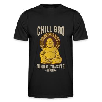 Bouddha Chill Bro Méditation Réduction du stress - T-shirt sport Homme - noir - Devant - AI Model Male 178 dark (178cm)