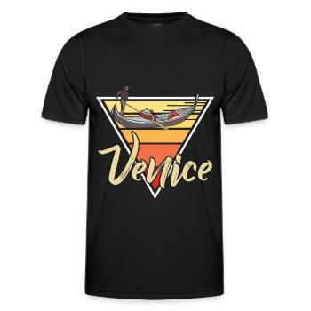 Italien Venedig Gondel Canal Grande Romantik - Männer Funktions-T-Shirt - Schwarz - Vorne - AI Model Male 178 dark (178cm)