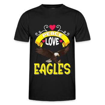 Eagle Peace Love Ornithology Falconry - Men's Functional T-Shirt - black - Front - AI Model Male 178 dark (178cm)