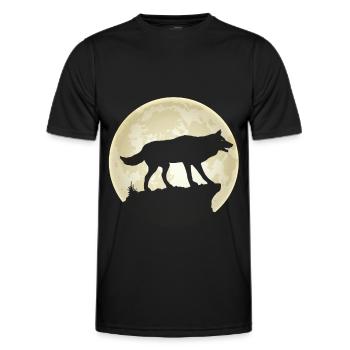 Vollmond Wolf Rudel Wolfsrudel - Männer Funktions-T-Shirt - Schwarz - Vorne - AI Model Male 178 dark (178cm)