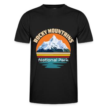 Rocky Mountains National Park Hiking Camping Color - Men's Functional T-Shirt - black - Front - AI Model Male 178 dark (178cm)