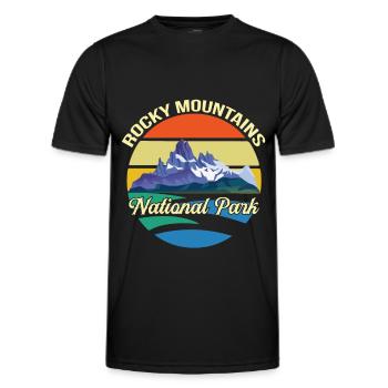 National Park Souvenir Rocky Mountains Hiking Camp - Men's Functional T-Shirt - black - Front - AI Model Male 178 dark (178cm)