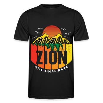 Parc national de Zion Utah Canyon Souvenir Hiking Cam - T-shirt sport Homme - noir - Devant - AI Model Male 178 dark (178cm)