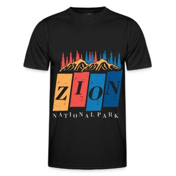 Parc national de Zion Souvenir Canyon Utah Hiking Cam - T-shirt sport Homme - noir - Devant - AI Model Male 178 dark (178cm)