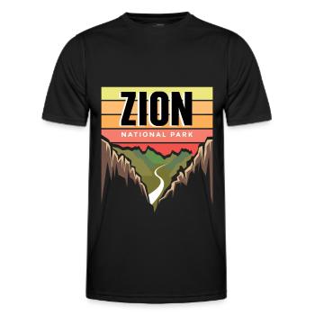 Parc national Souvenir Utah Zion Canyon Nature Wall - T-shirt sport Homme - noir - Devant - AI Model Male 178 dark (178cm)