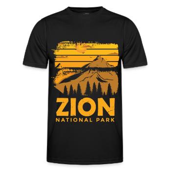 Parc national de Zion Canyon de l’Utah Campin de randonnée naturelle - T-shirt sport Homme - noir - Devant - AI Model Male 178 dark (178cm)