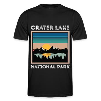 Crater Lake Camping Volcano Lake Hiking - Men's Functional T-Shirt - black - Front - AI Model Male 178 dark (178cm)