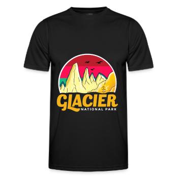 Glacier National Park Souvenir Mountain Montana Wilderness - Men's Functional T-Shirt - black - Front - AI Model Male 178 dark (178cm)