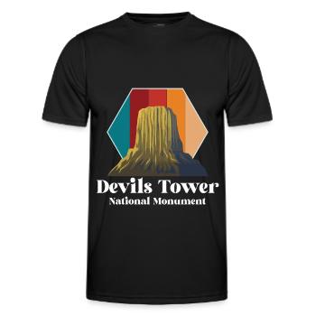 Wyoming Retro Devils Tower National Monument Souveni - Men's Functional T-Shirt - black - Front - AI Model Male 178 dark (178cm)