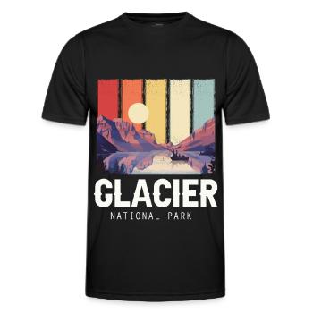 Glacier National Park Souvenir Montana Lake and Mountain - Men's Functional T-Shirt - black - Front - AI Model Male 178 dark (178cm)