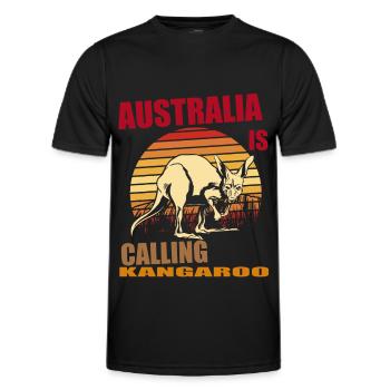 Kangaroo Retro Australia Calling Outback - Men's Functional T-Shirt - black - Front - AI Model Male 178 dark (178cm)