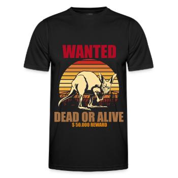 Kangaroo Wanted Australia Souvenir Outback - Men's Functional T-Shirt - black - Front - AI Model Male 178 dark (178cm)