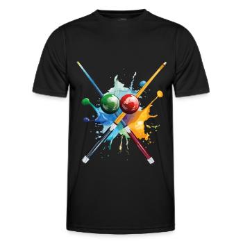 Billard Pool Snooker Queue Kugeln Splash Bunt - Männer Funktions-T-Shirt - Schwarz - Vorne - AI Model Male 178 dark (178cm)