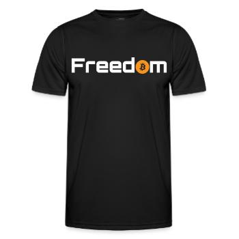 Bitcoin BTC freedom cryptocurrency - Men's Functional T-Shirt - black - Front - AI Model Male 178 dark (178cm)