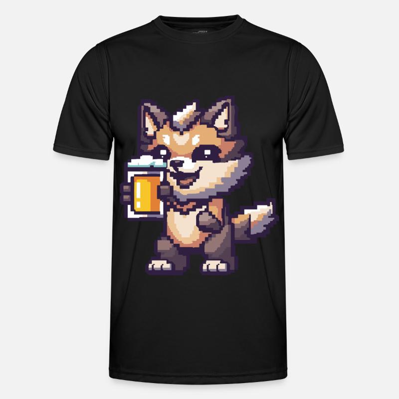 Wolf Pixel Beer - Men's Functional T-Shirt - black