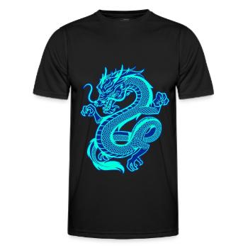 Elektrischer, blauer orientalischer Drache - Männer Funktions-T-Shirt - Schwarz - Vorne - AI Model Male 178 dark (178cm)