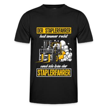 Staplerfahrer Spruch Gabelstapler Geschenk - Männer Funktions-T-Shirt - Schwarz - Vorne - AI Model Male 178 dark (178cm)