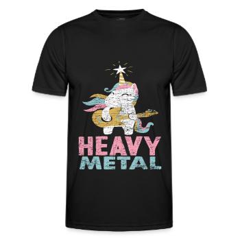 Heavy Metal Einhorn Musiker - Männer Funktions-T-Shirt - Schwarz - Vorne - AI Model Male 178 dark (178cm)