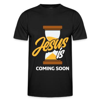 Pasteur Jésus à venir Bientôt Pasteur - T-shirt sport Homme - noir - Devant - AI Model Male 178 dark (178cm)