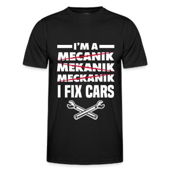 Automechaniker Spruch - Männer Funktions-T-Shirt - Schwarz - Vorne - AI Model Male 178 dark (178cm)