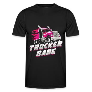 TruckerBabe Driving Trucker Driver Geschenk - Männer Funktions-T-Shirt - Schwarz - Vorne - AI Model Male 178 dark (178cm)