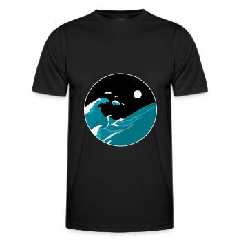 Vagues Yin Yang Lune Nuit Ocean Harmony Beach Cadeau - T-shirt sport Homme - noir - Devant - AI Model Male 178 dark (178cm)