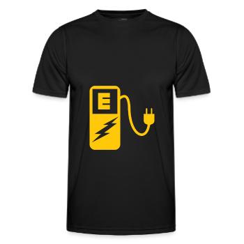 Electric Car Charger Drive Vehicle Automobile - Men's Functional T-Shirt - black - Front - AI Model Male 178 dark (178cm)