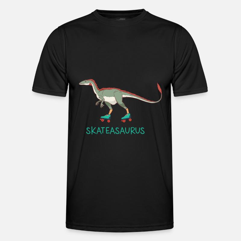 Skateasaurus Dino Inline Skating Rollerblading - Men's Functional T-Shirt - black