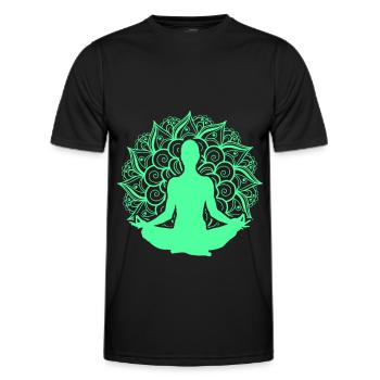 Mandala Yoga Asana Lotus Zen Nirvana Buddhism Gift - Men's Functional T-Shirt - black - Front - AI Model Male 178 dark (178cm)