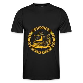 Wikingerschiff Krieger Walhalla Nordische Mythologie Geschenk - Männer Funktions-T-Shirt - Schwarz - Vorne - AI Model Male 178 dark (178cm)